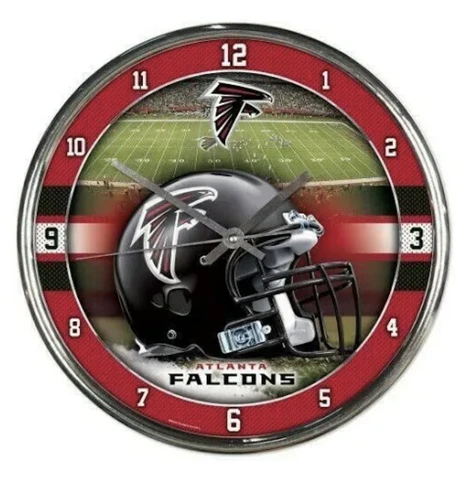 NFL -Atlanta Falcons- New Chrome Round Wall Clock 12 Inches Diameter, New Cover