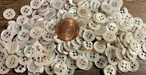 8 Small Tiny Iridescent Dyed Pale Gray Trocas Shell MOP Buttons 10mm 3/8" 12764 - Picture 1 of 5