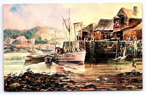 Seascape Watercolor Seashore Marine Art Boats James Murray Postcard A185 - Picture 1 of 2