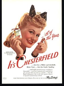 1942 MARION HUTTON MOVIE STAR CHESTERFIELD CIGARETTES VINTAGE MAGAZINE PRINT AD - Picture 1 of 1