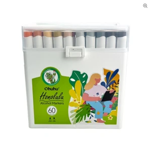 Ohuhu Honolulu alcohol marker pens 60 color Chisel and brush Limited Edition Set - Picture 1 of 7