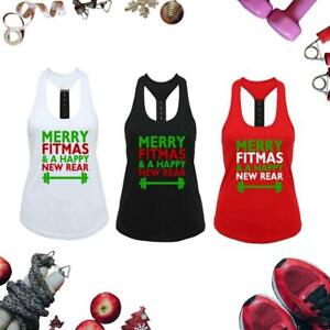 Christmas Racerback Vest - Merry Fitmas And A Happy New Rear - Xmas Gym Gift