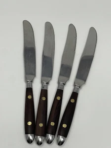 "Juego de 4 cuchillos de cena remaches de latón con mango de palo de rosa Washington Forge Innsbruck 8,5""" - Imagen 1 de 6
