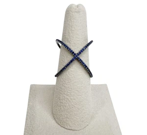 Sterling Silber Rotguss grau blau Tansanit Pave Kreuz Orbit Ring Größe 7 - Bild 1 von 14