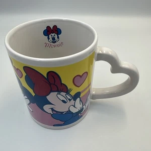 Vintage Disney Ceramic Coffee Cup Mug Minnie Mouse Heart Shaped Handle - Picture 1 of 13