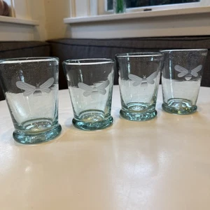 Set of 4 Mariposa Bumblebee Double Old Fashioned Glass Mexico Tuscan Garden READ - Picture 1 of 19