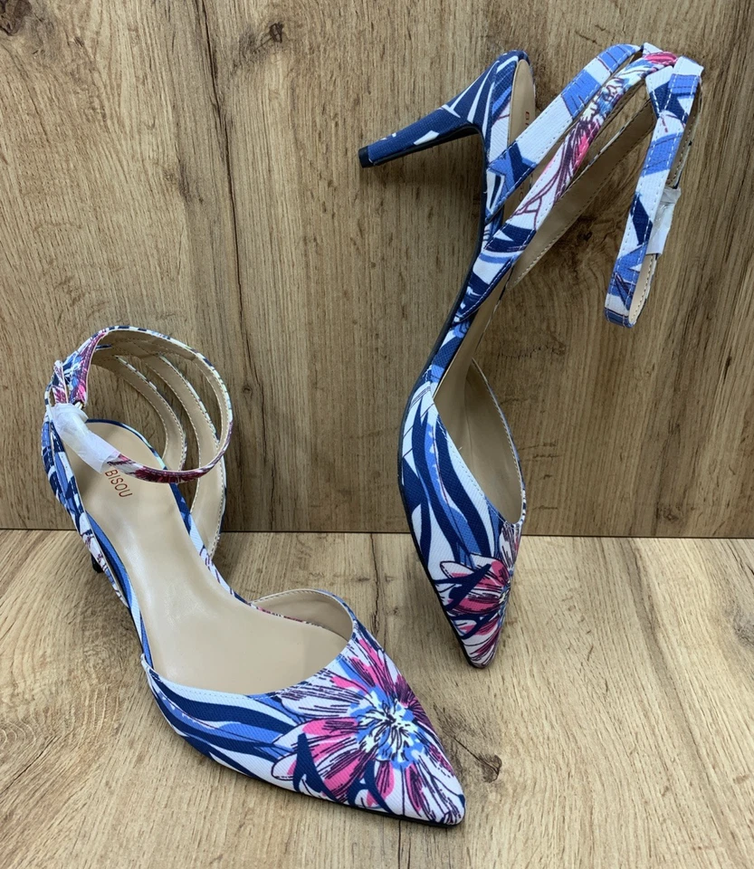 Bisou Bisou Womens Flora Floral Print 3 Inch Heels Pointy Toe Slingback Size 11M - Image 1 of 4
