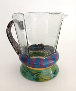 Jarra de vidrio Mackenzie Childs de colección 1991 Victoria & Richard octágono pintada a mano - Imagen 1 de 6