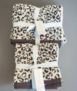 Rachel Zoe 6 Pc Set Leopard Cheetah Animal Print Bath Hand Towels Washcloths NWT - Picture 1 of 5