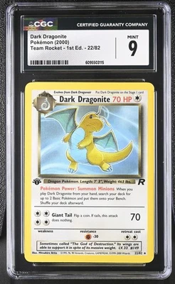 CGC 9 Dark Dragonite 22/82 Rare 1st Edition Team Rocket Pokémon Card - Image 1 of 2