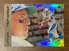 TROY AIKMAN 1996 SCORE FOOTSTEPS INSERT FOOTBALL CARD # 7 HOF DALLAS COWBOYS