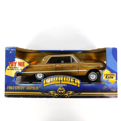 Lowrider Magazine Gold 1963 Chevy Impala Car by Funrise Adjustable Axle - Boxed - Image 1 of 4