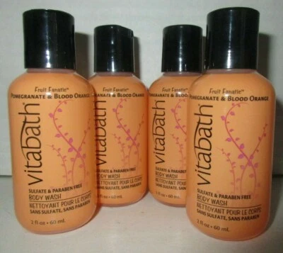 Lot of 4 Vitabath Pomegranate & Blood Orange Body Wash 2 OZ GREAT For Travel