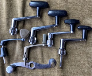 LOT OF 7  Shimano Fold Handle  RYobi 1 Touch Shakespeare FISHING REEL HANDLES.