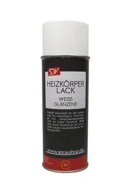 1x HEIZKÖRPERLACK SPRAY RAL9010 weiss glänzend 400ml Acryllack SCHNELLTROCKNEND - Bild 1 von 2