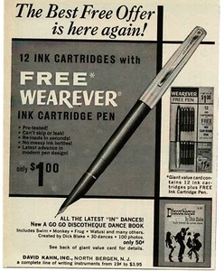 1966 Wearever ink cartridge pen David Kahn Inc North Bergen NJ Vintage Print Ad - Picture 1 of 1
