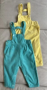 Vintage 70’s Sears 2 Toddler Corduroy Overalls - Turquoise & Yellow, Unisex - Picture 1 of 15