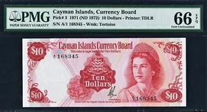 Cayman Islands 10 Dollars 1971 (ND-1972) Pick-3 GEM UNC PMG 66 EPQ - Bild 1 von 2