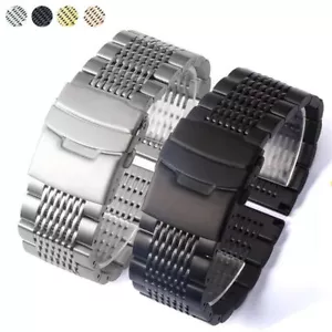 Unisex Solid Stainless Steel Watch Band Strap Bracelet Replacement 18 20 22 24mm - Picture 1 of 28