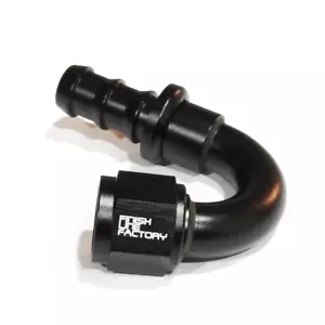 150 Degree Push Lock Hose End Fitting Fuel Oil Gas E85 - 10 AN - Foto 1 di 1