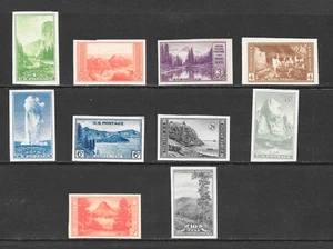 U.S. SCOTT 756 - 765 MNHNG SET - 1935 NATIONAL PARKS YEAR IMPERFORATE ISSUE (J) - Picture 1 of 2