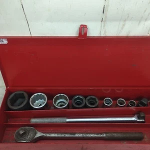 VTG PROTO PROFESSIONAL 3/4" Drive Sockets Ratchet Breaker Bar 11pc & Metal Case - Picture 1 of 24