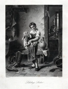 Lehrlings Leiden. Originaler Stahlstich; von Simon um 1850 - Bild 1 von 1