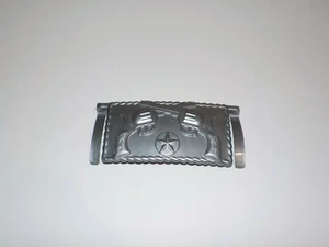 Vintage Plastic Pyro Belt Buckle Crossed Guns Badge Western Toy  - Picture 1 of 3