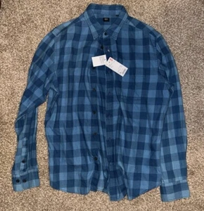 Uniqlo Flannel Checked Long Sleeve Blue XL - Picture 1 of 2