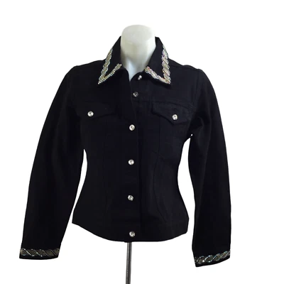 Chaqueta Vaquera Christine Alexander Embellecida Cristales de Swarovski Negra Talla XS Foto 1 de 4