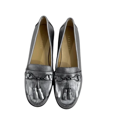 NEW Talbots Laura leather tassel loafers Size 8 silver metallic - Image 1 of 4