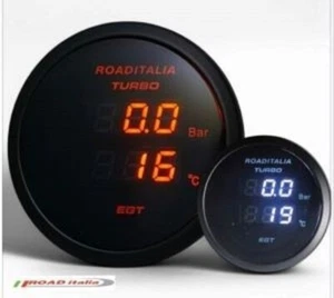 Road Italia Manometro Strumento Turbo EGT Termocoppia doppia lettura 52mm AMBRA - Foto 1 di 1