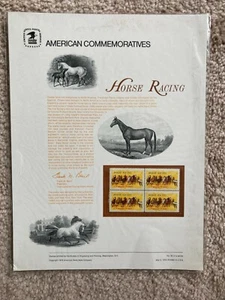 American Commemoratives Mint Horse Racing Stamps Block 1974 - Picture 1 of 1