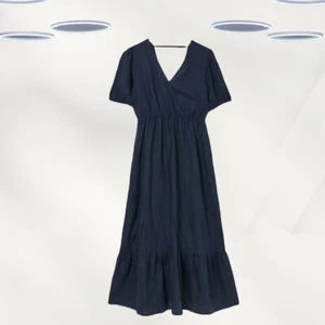 Ex Fat Face Women's Short Sleeve Linen Midi Dress in Navy - Picture 1 of 4