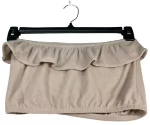 Bar III Tube Top Womens size Medium Beige Ruffed Crop Top Terry Cotton New - Picture 1 of 6