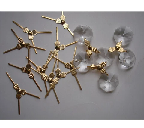 100x 30mm Gold 3 Points Butterfly Buckle/ Tie Clip Bead Curtain Metal Connector Cover