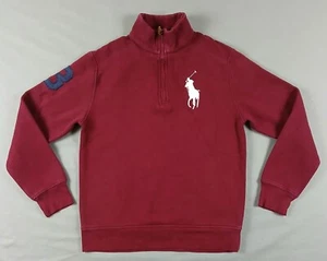 Polo Ralph Lauren Big Pony 1/4 Zip Sweater Sweatshirt Boys Medium Maroon - Picture 1 of 9
