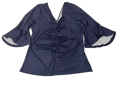 Blusa Sonja Betro para mujer manga campana 3/4 acanalada cuello en V talla 2X Foto 1 de 4