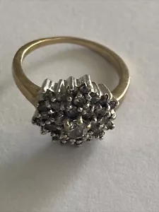 Diamond Cluster Cocktail Ring 10k Size 6 - Picture 1 of 11