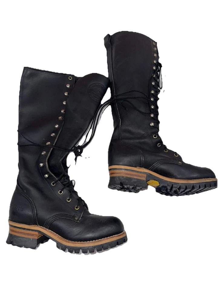 Georgia Boot Logger Steel Toe 5.5M Black Leather Vibram Vintage Rare Work Boots - Image 1 of 4