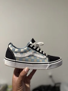 Vans Old Skool Primary Check Shoe Skateboard Low Light Blue Checker Women's 9.5 - Picture 1 of 16