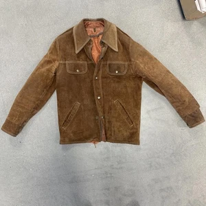 Vintage 70s Brown Suede Workwear Jacket Snap Front Western Style Sz M - Picture 1 of 14