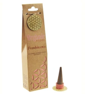INCENSO IN CONI ORGANIC FRANKINCENSE FRANGIPANE CON BRUCIA CONO BOX 12 PACC. DA  - Foto 1 di 3
