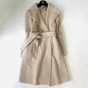 MAXMARA Women's Cucito A Mano Shaggy Gown Coat Belted Coat Beige Camel USA6 FR38 - Picture 1 of 24