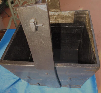 CAJA/CESTA CON ASA/IMPRESIÓN DE ARROZ CHINO DE MADERA VINTAGE/ANTIGUA Foto 1 de 4