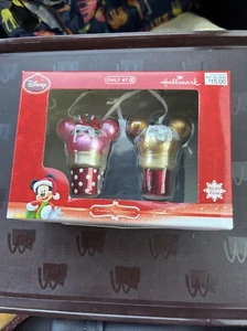Hallmark/Disney ornaments set of 2 blown glass Mickey Mini ice cream cone - Picture 1 of 6