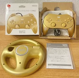 Club Nintendo Wii Golden Handle and Golden Classic Controller Set PRO Japan - Picture 1 of 12