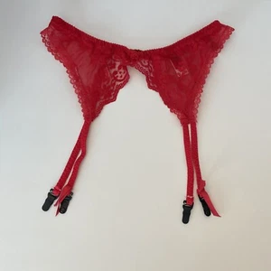 Romantischer Fantasies roter Spitzen-Strumpfgürtel, Damengröße Large - Bild 1 von 5