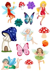 Magic Fairy Butterfly Cake Scene Edible Toppers Birthday Party Decorations UNCUT - Picture 1 of 1