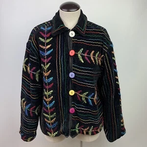 Vintage new direction jacket cardigan rainbow funky embroidered Sz M ? - Picture 1 of 7